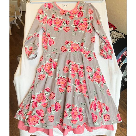 Matilda Jane Women Dress size M Floral Pink & Gray 3/4 Sleeve Knee Length A-line - Picture 9 of 9